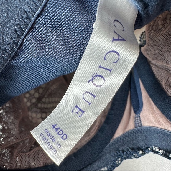 Cacique Bra Unlined Balconette 44DD Coquette Blue Pink Bows Lace Sheer Barbie - Picture 5 of 10